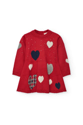 Vestido de niña rojo Boboli con corazones